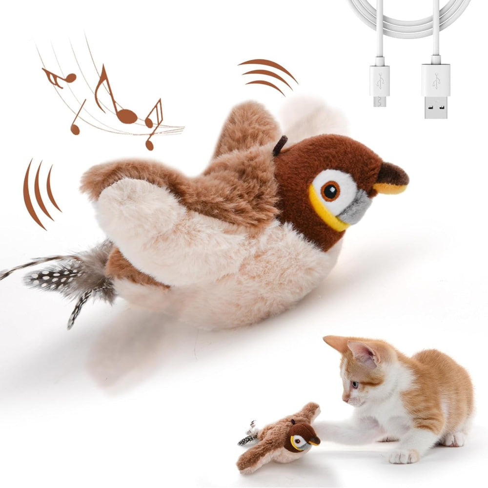 Cat Toy Interactive Bird Sound Flapping Rechargeable Pet Toy | Meowbutter