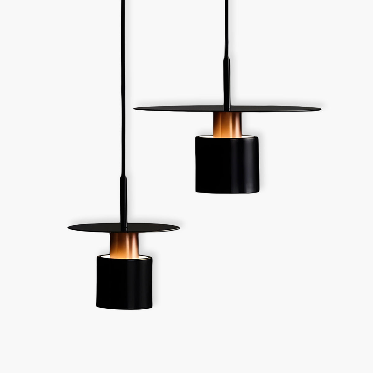 Modern Minimalist Pendant Ceiling Light — Cylindrical Frame, Floating Disc Diffuser