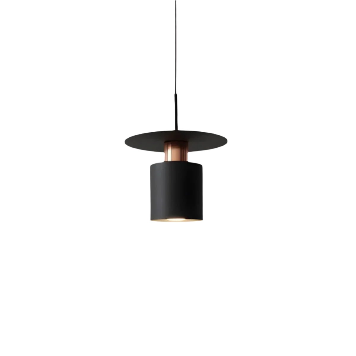 Modern Minimalist Pendant Ceiling Light — Cylindrical Frame, Floating Disc Diffuser