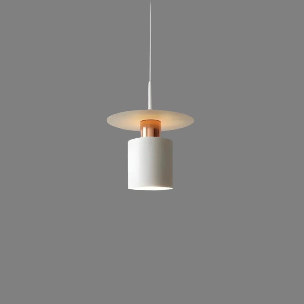Modern Minimalist Pendant Ceiling Light — Cylindrical Frame, Floating Disc Diffuser