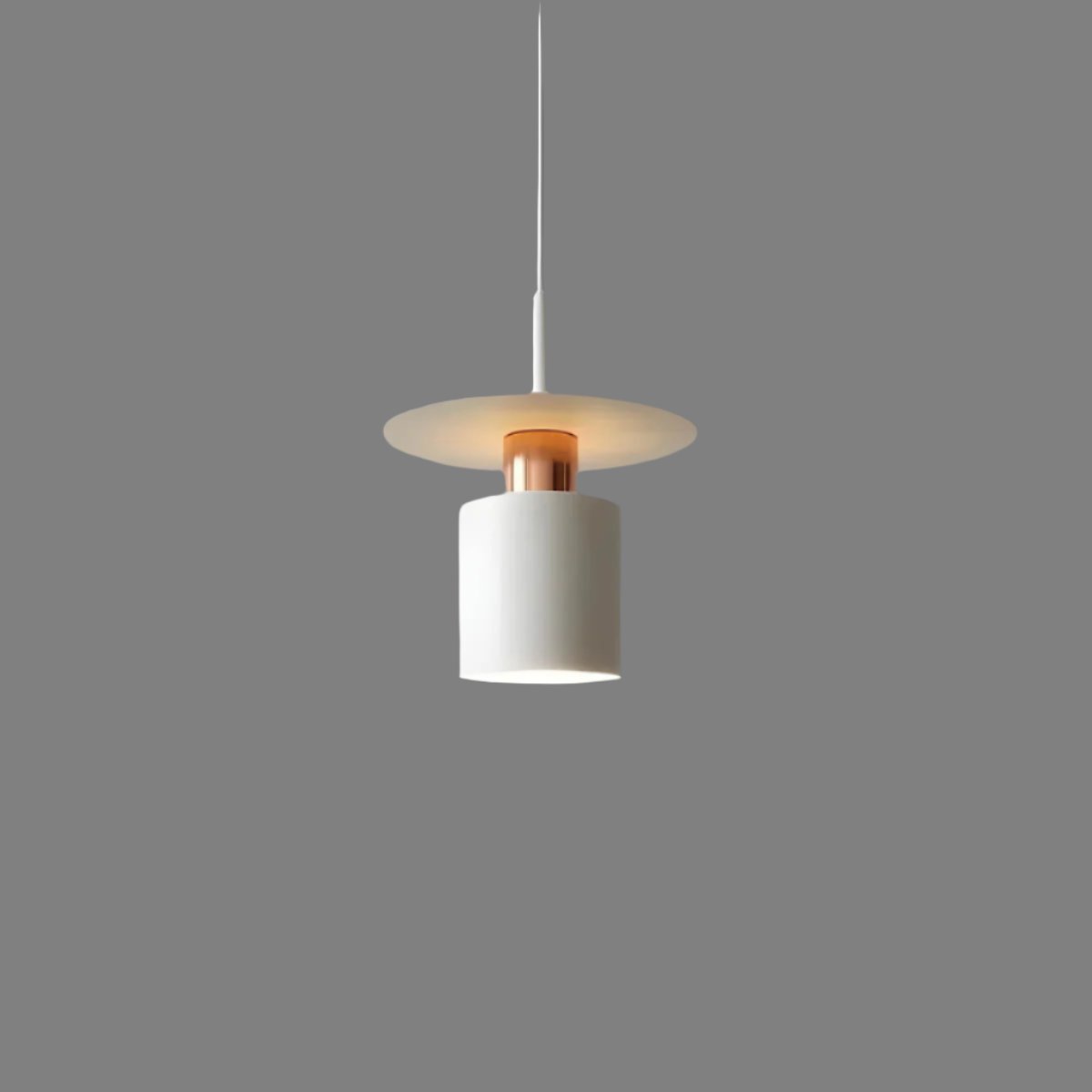 Modern Minimalist Pendant Ceiling Light — Cylindrical Frame, Floating Disc Diffuser