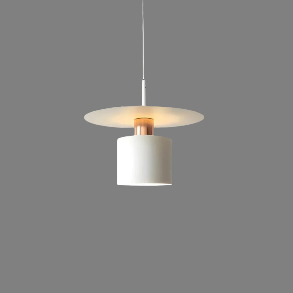 Modern Minimalist Pendant Ceiling Light — Cylindrical Frame, Floating Disc Diffuser