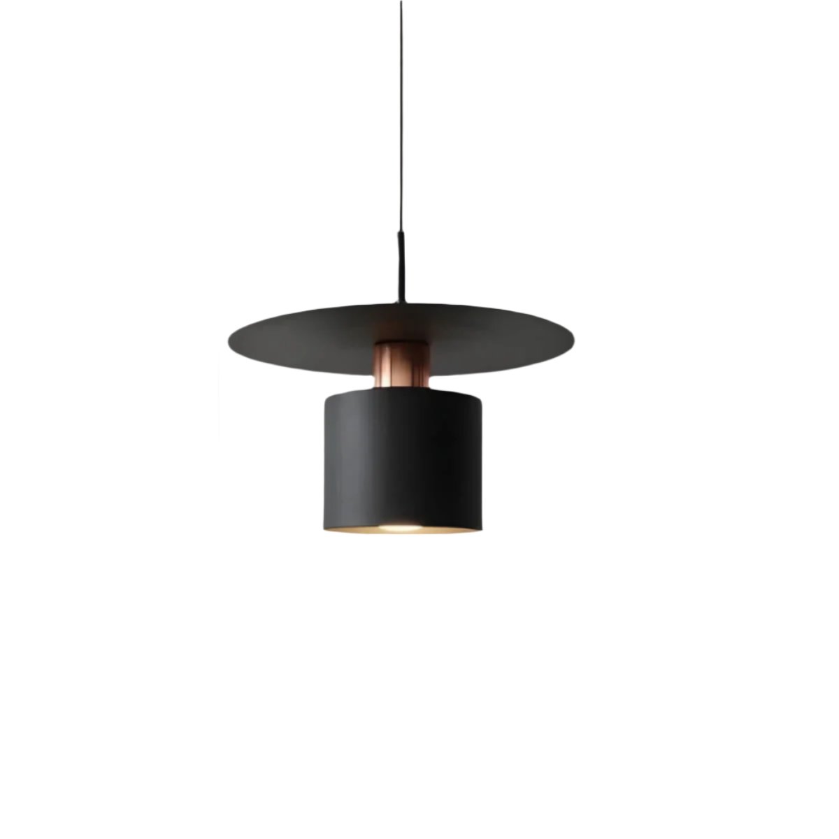 Modern Minimalist Pendant Ceiling Light — Cylindrical Frame, Floating Disc Diffuser