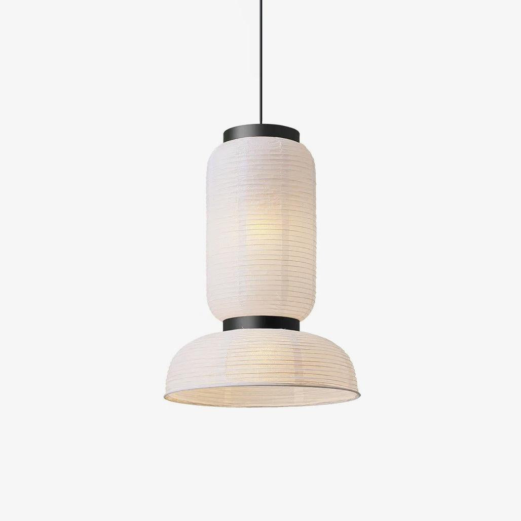 Lampada a sospensione in stile Japandi con paralume in carta intrecciata e altezza regolabile