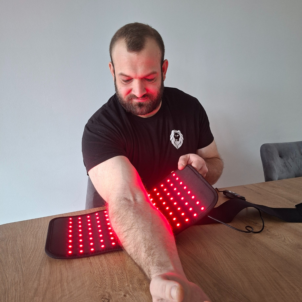 Opaska łokciowa łagodząca ból stawów — terapia światłem czerwonym 660nm i bliską podczerwienią 850nm