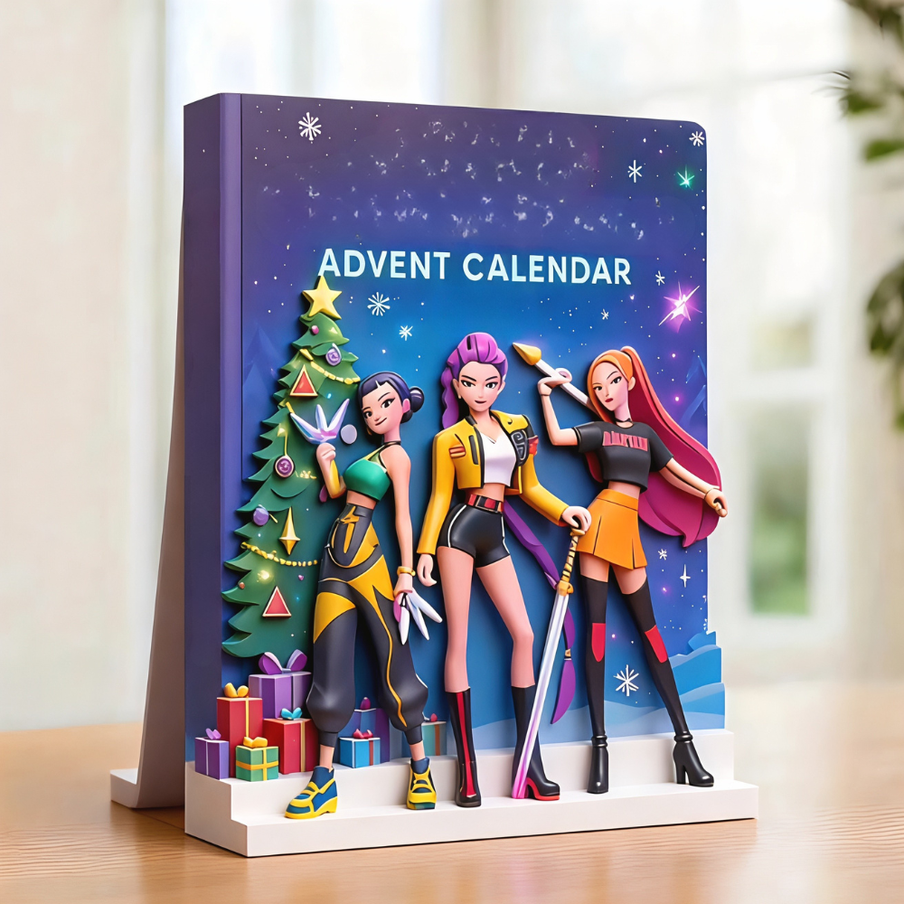 K-pop anime adventi naptár — számozott rekeszes visszaszámláló készlet 4 cm-es minifigurákkal