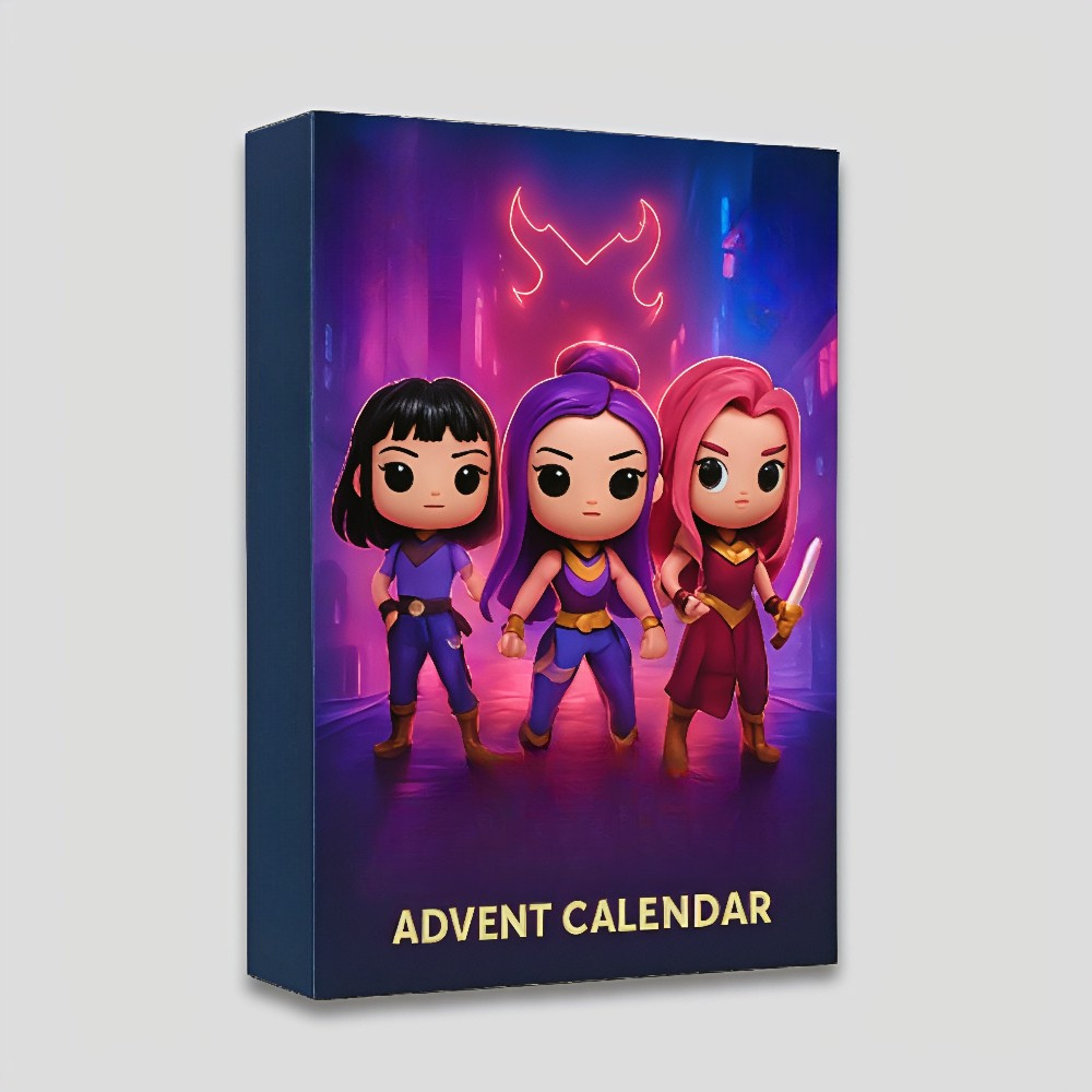 K-pop anime adventi naptár — számozott rekeszes visszaszámláló készlet 4 cm-es minifigurákkal