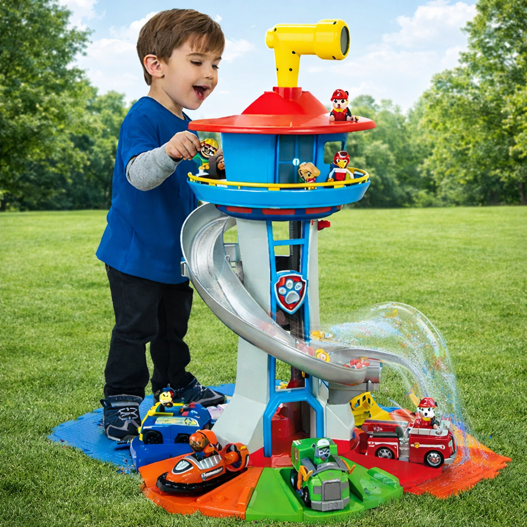 Kids Car Playset — Drop Slide Tower, Circuit Tracks, and Mini Vehicles