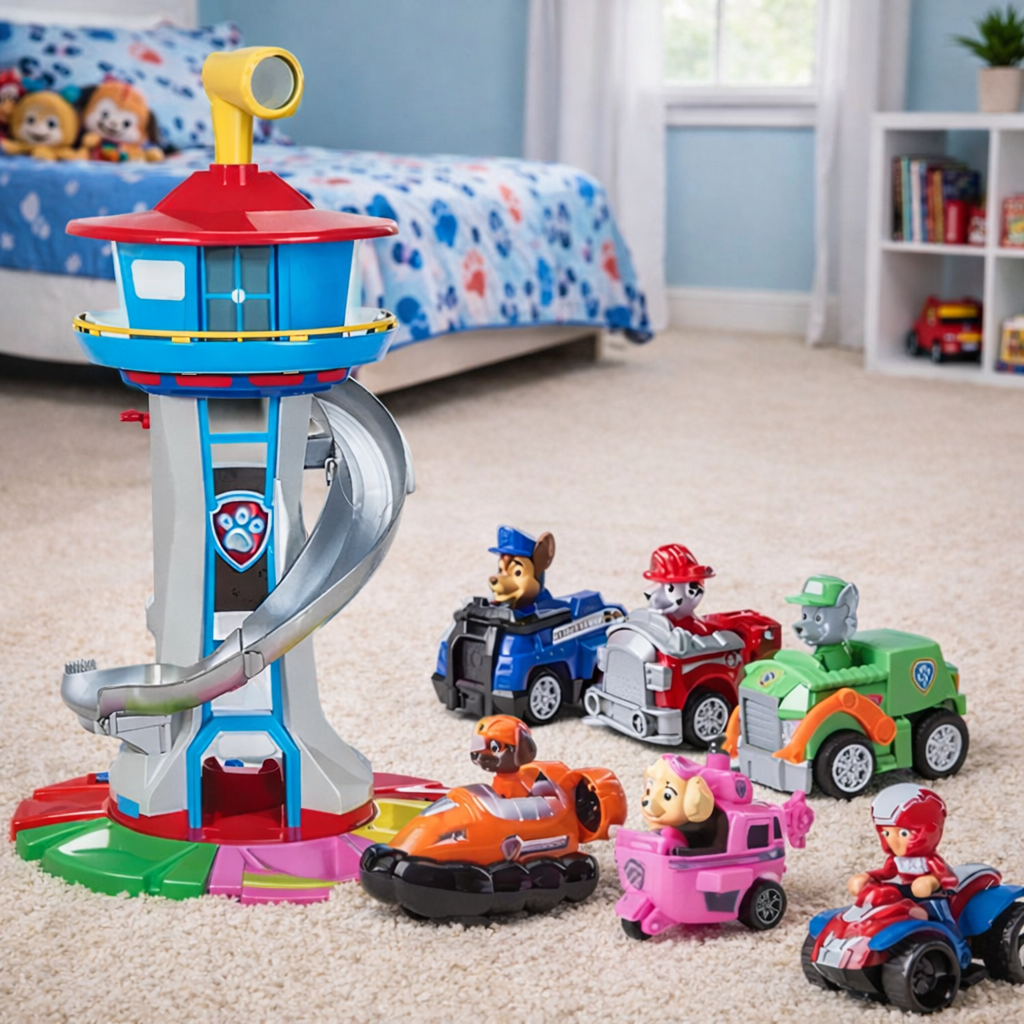 Kids Car Playset — Drop Slide Tower, Circuit Tracks, and Mini Vehicles