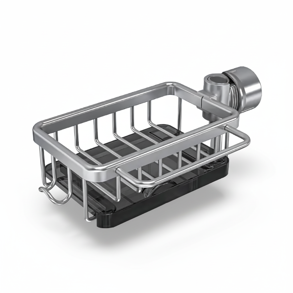 Aluminum Kitchen Sink Organizer — Fast Drain Storage Basket