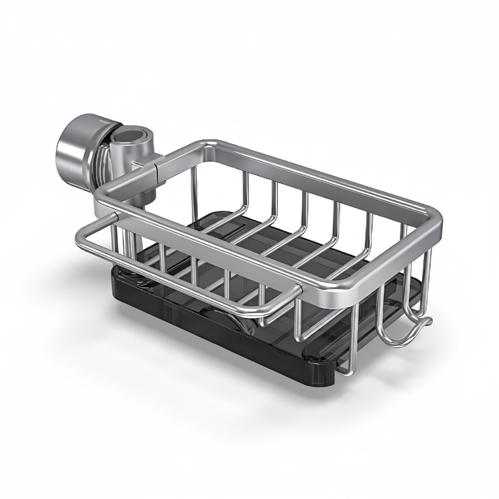 Aluminum Kitchen Sink Organizer — Fast Drain Storage Basket
