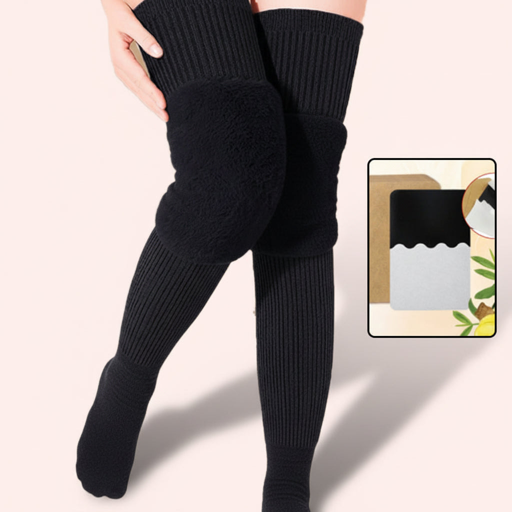Thin Knee Pads — Breathable Elastic Knit, Plush Lined Thermal Sleeves