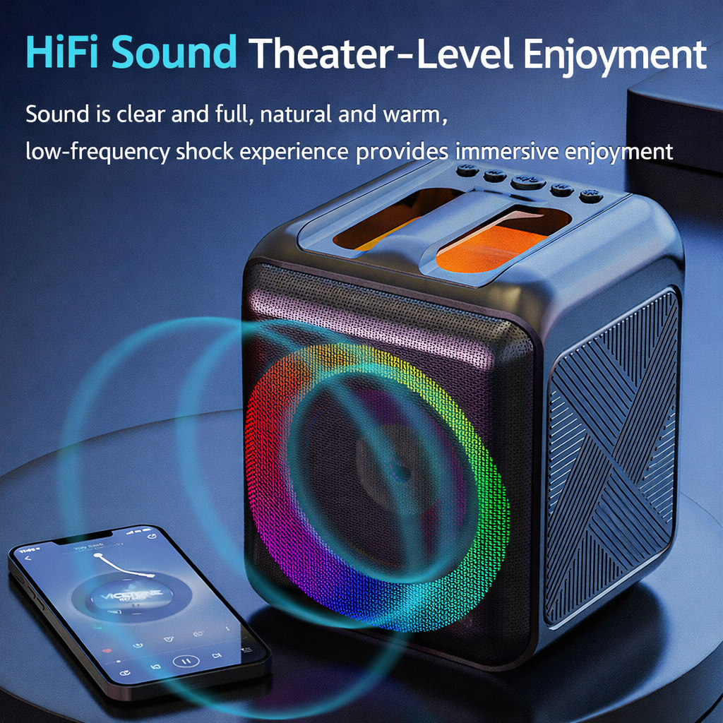 Bluetooth Karaoke Machine — Portable Speaker, Dual Wireless Microphones