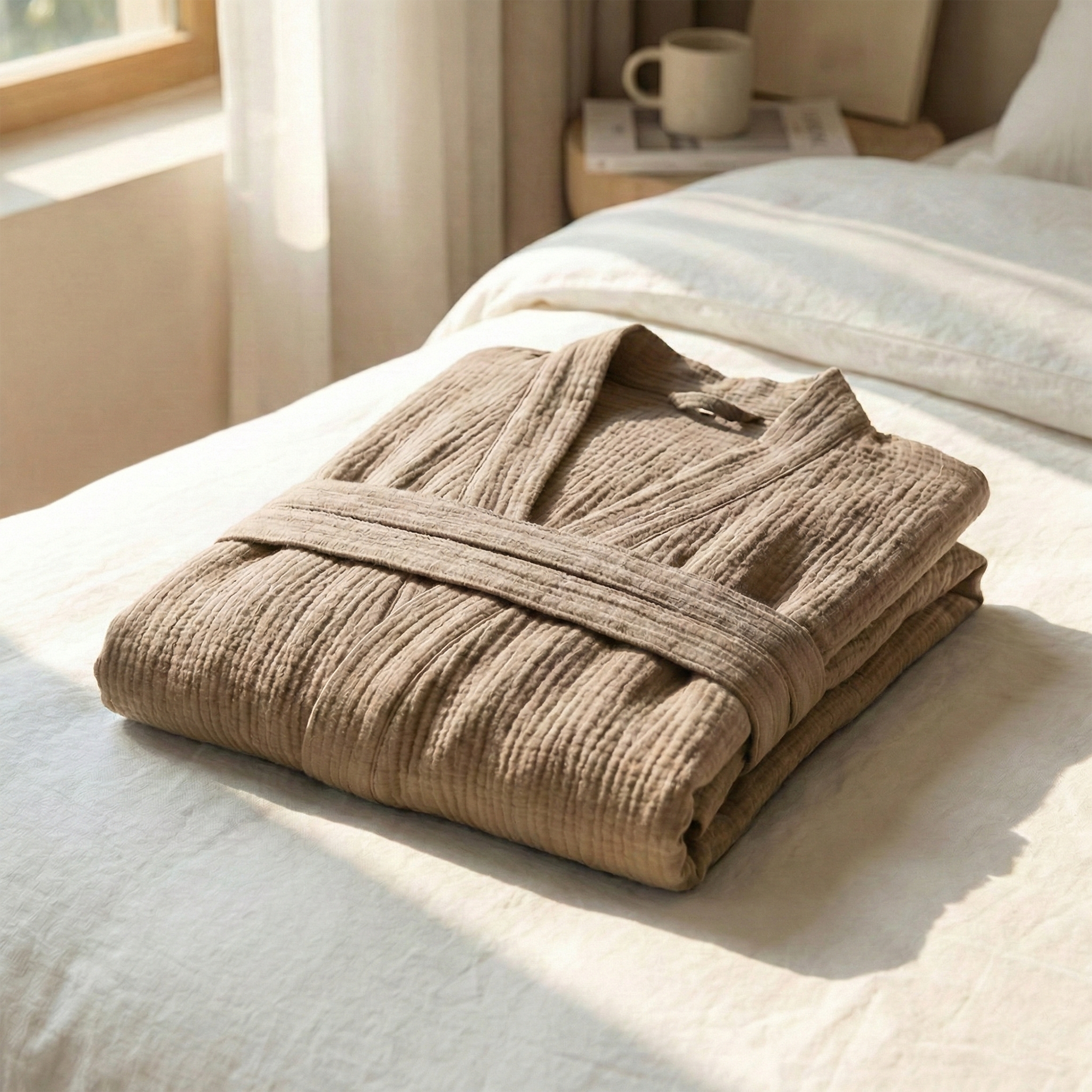 All-Season Bathrobe Made From One Hundred Percent Muslin Cotton