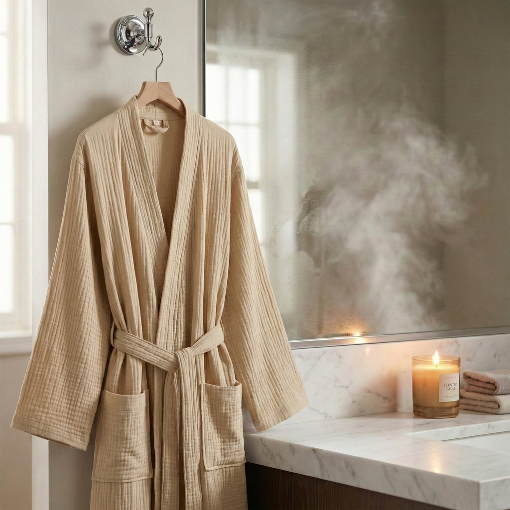 All-Season Bathrobe Made From One Hundred Percent Muslin Cotton