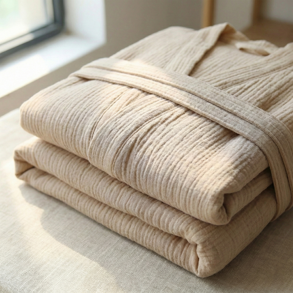 All-Season Bathrobe Made From One Hundred Percent Muslin Cotton