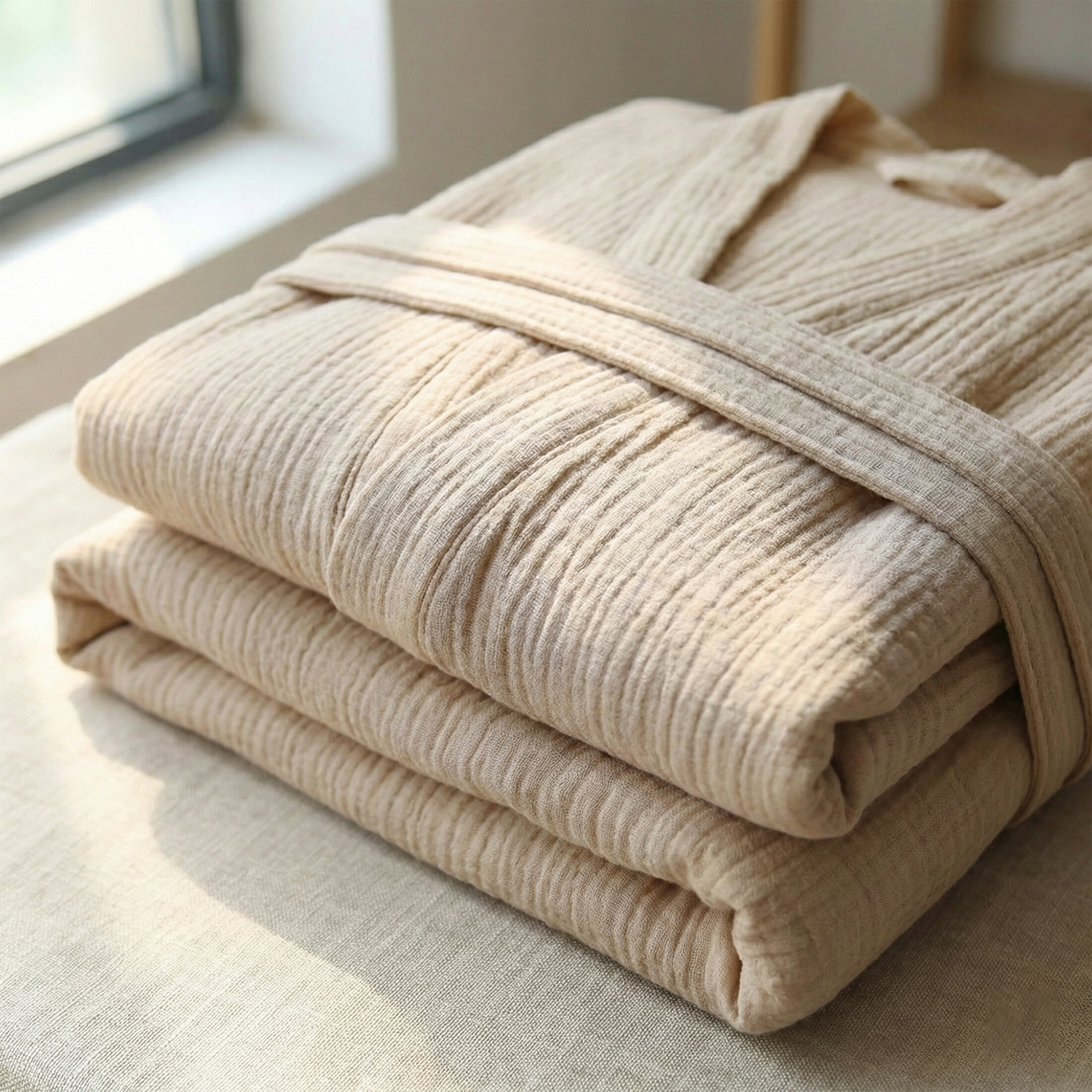 All-Season Bathrobe Made From One Hundred Percent Muslin Cotton