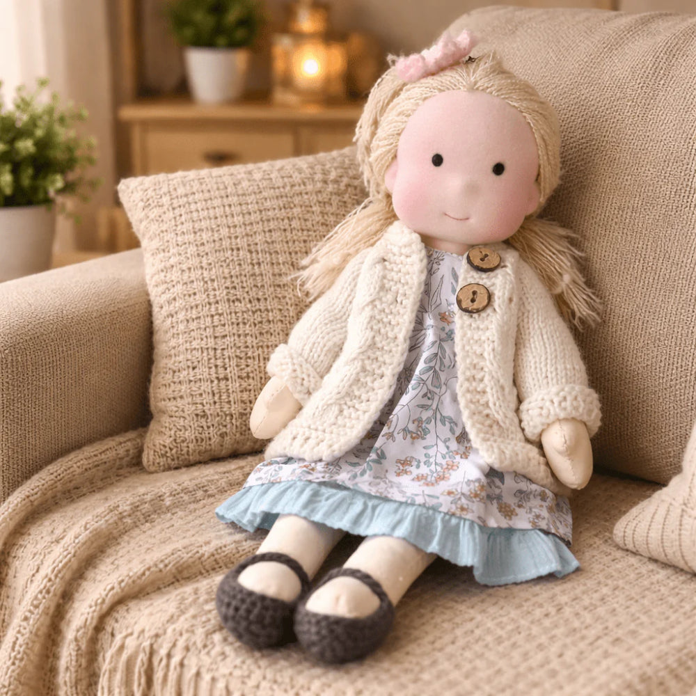 Handmade 11-Inch Baby Doll — Smooth Contours, Palm-Sized Design