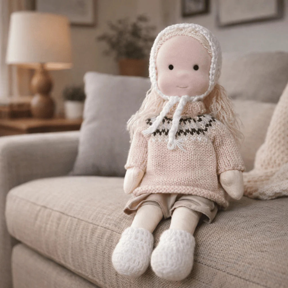 Handmade 11-Inch Baby Doll — Smooth Contours, Palm-Sized Design