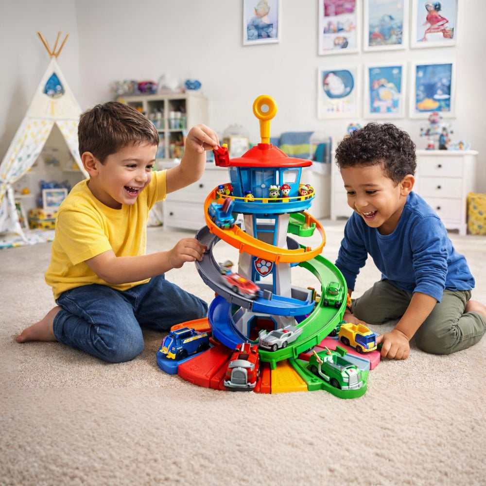 Children's Racing Car Tower — Gravity Drop Chute Playset