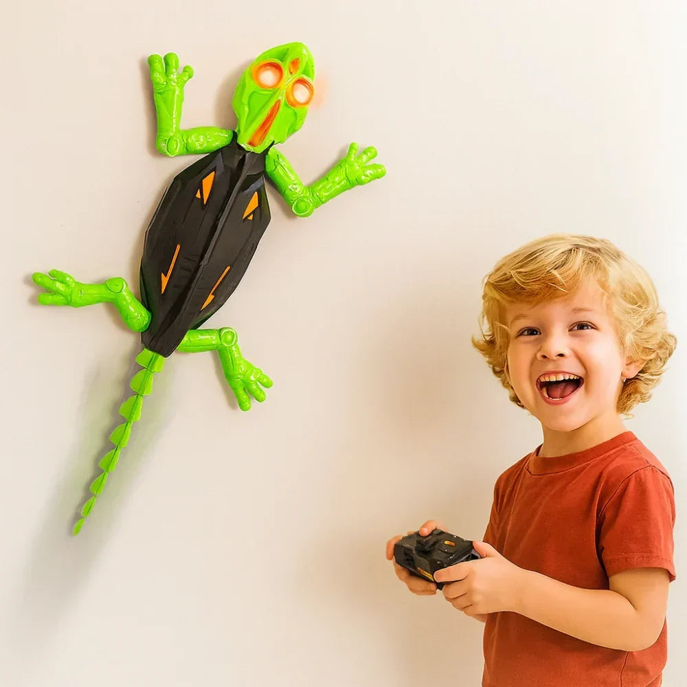 LED RC Wall-Climbing Gecko Toy — Motorized Articulated Limbs, Lightweight Shell
