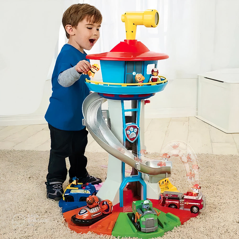 Compact Kids Playset — Slide Tower, Toy Cars, 52cm Tall, 42cm Wide Base