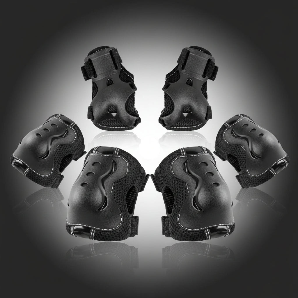 Adjustable Kids Protective Gear Set — Knee Pads, Elbow Guards & Wrist Guards
