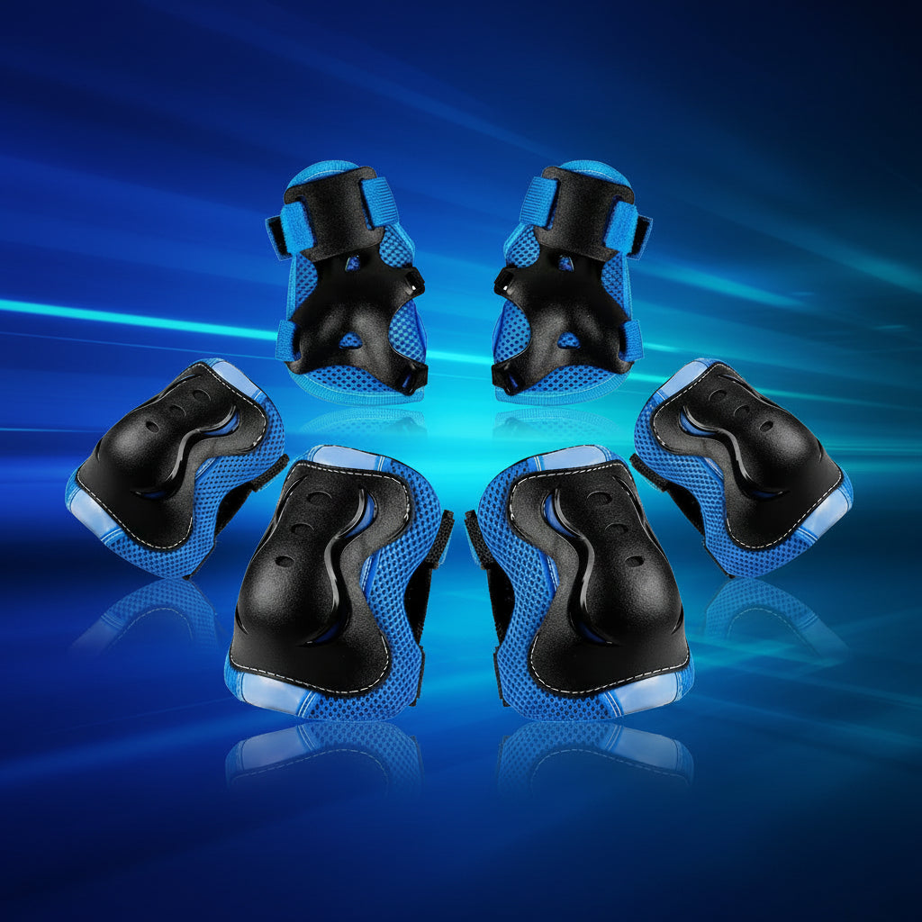 Adjustable Kids Protective Gear Set — Knee Pads, Elbow Guards & Wrist Guards