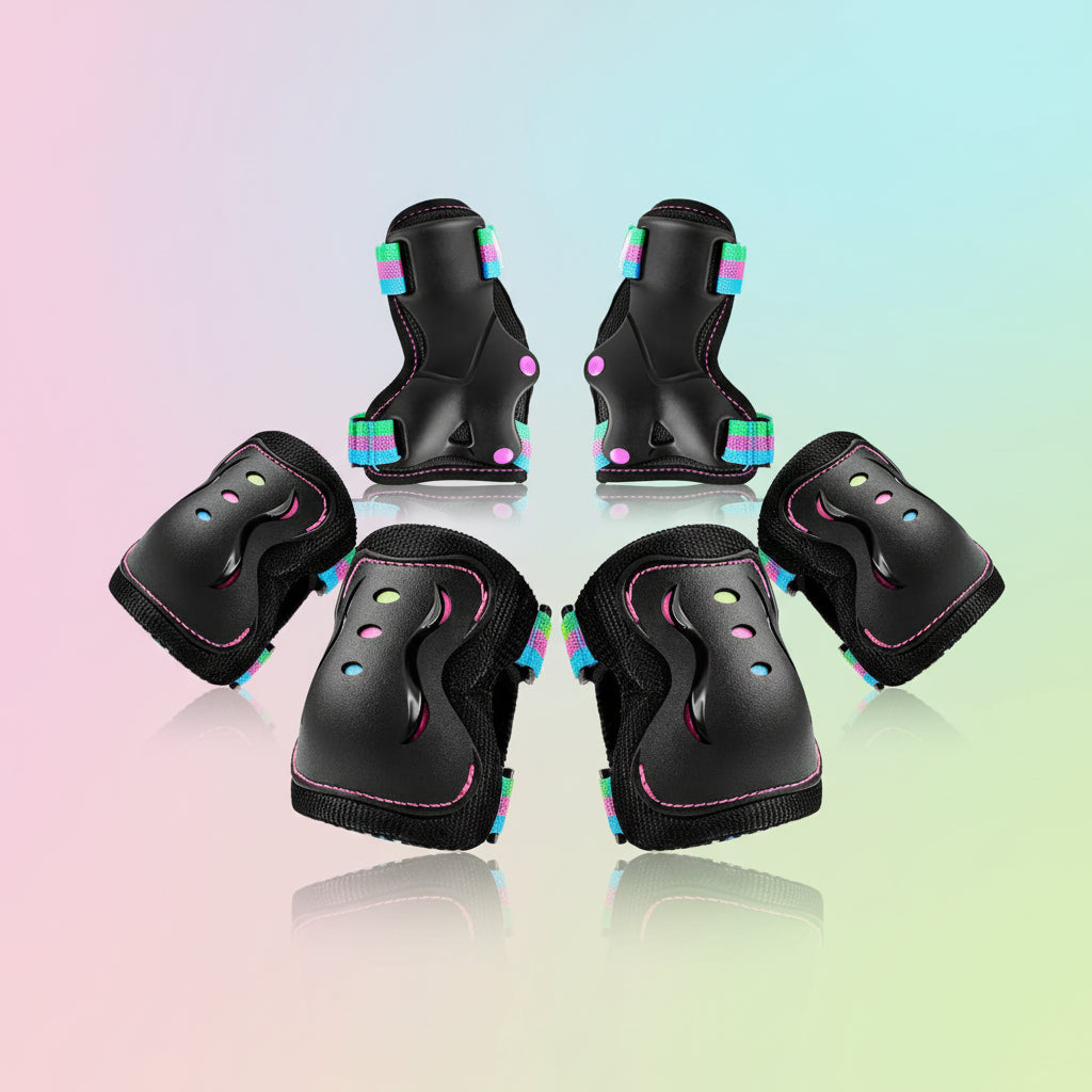 Adjustable Kids Protective Gear Set — Knee Pads, Elbow Guards & Wrist Guards