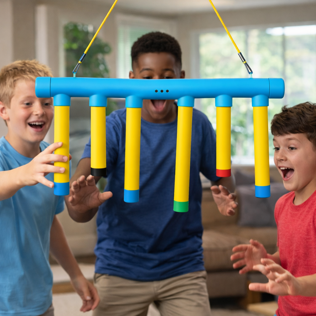 Reflex-Trainingsspiel für Kinder – 3 Schwierigkeitsstufen, Mechanismus mit zufällig fallenden Stäben