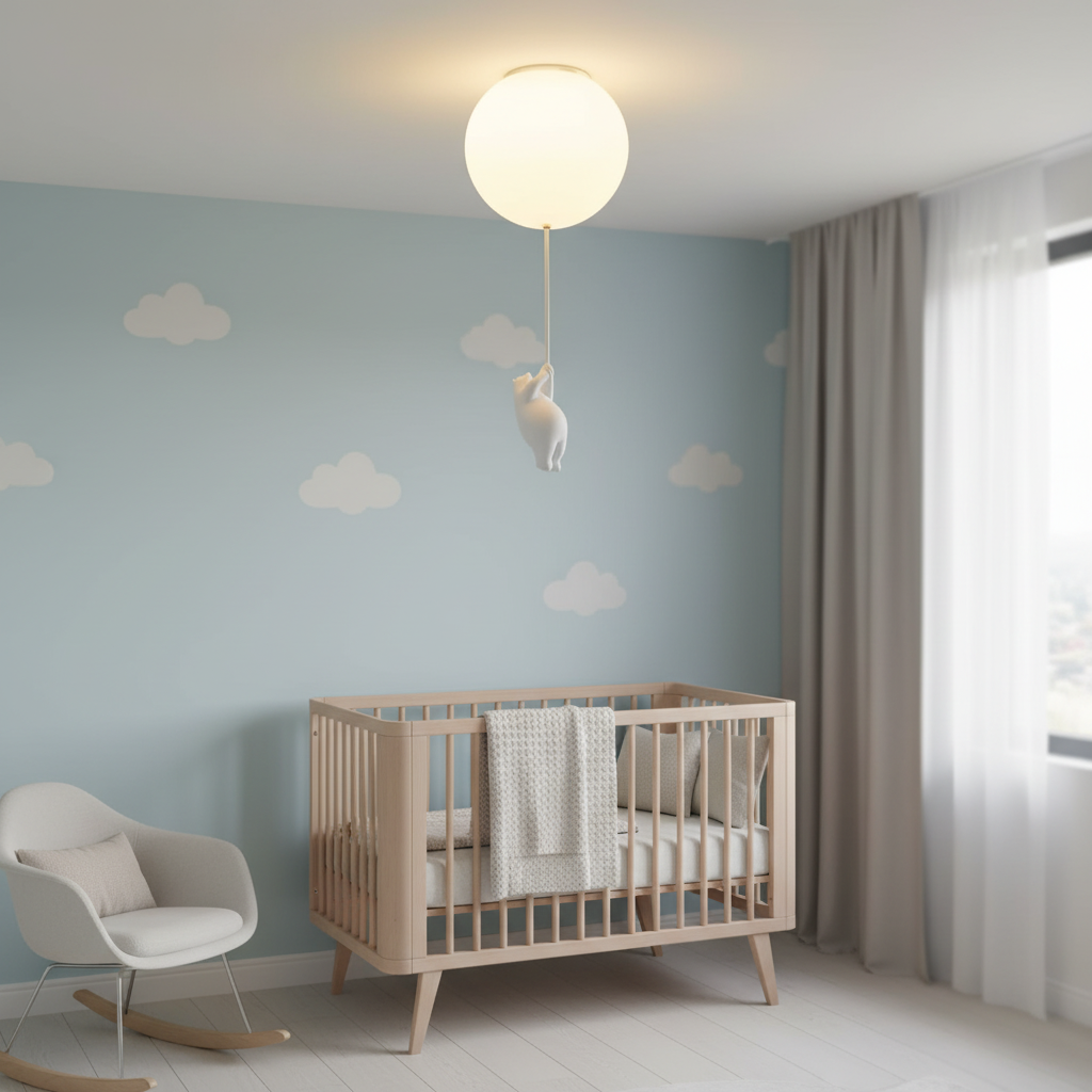 Lampada a sospensione da soffitto per cameretta AirBear — Dettaglio decorativo giocoso