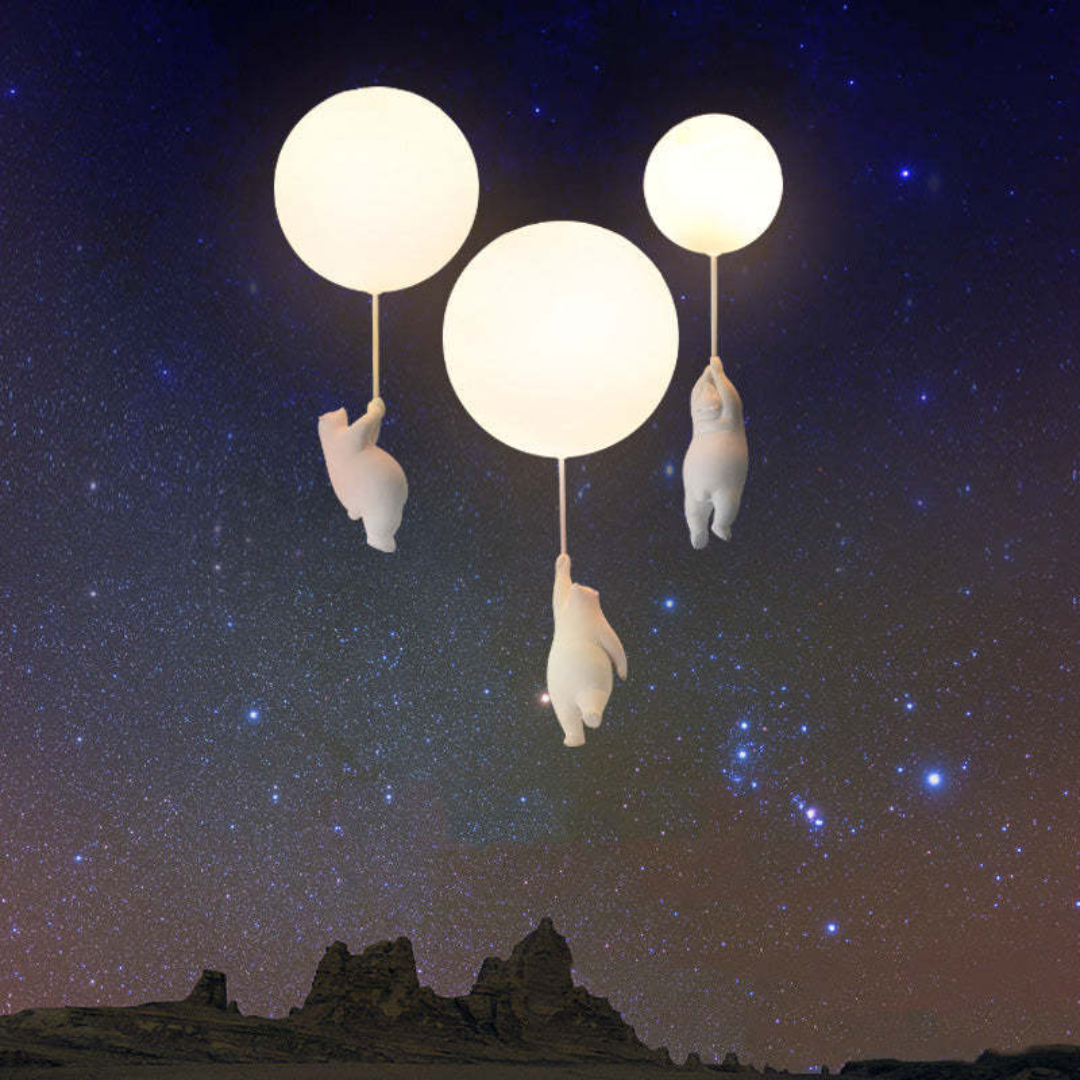 Lampada a sospensione da soffitto per cameretta AirBear — Dettaglio decorativo giocoso