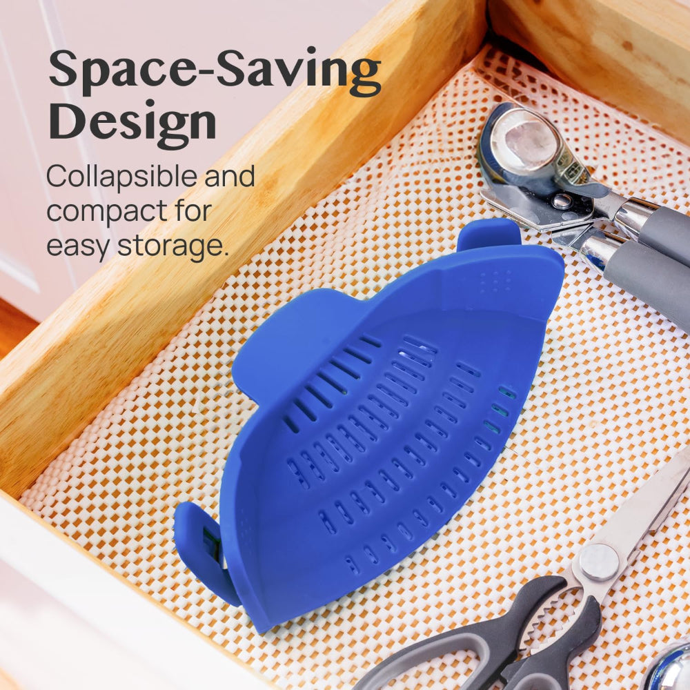 Silicone Clip-On Pot Strainer — Cookware Drain Clamp