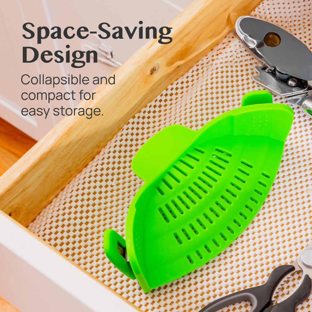 Silicone Clip-On Pot Strainer — Cookware Drain Clamp