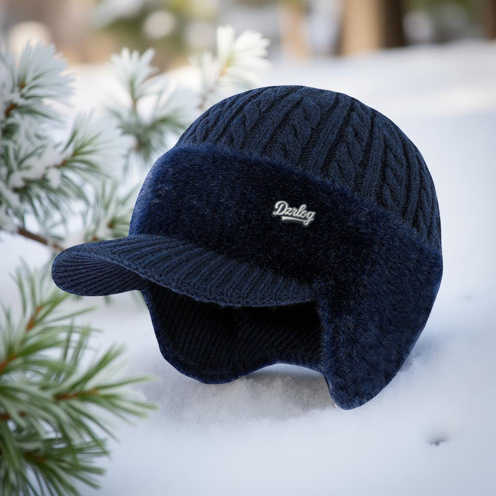 Insulated Knit Trapper Hat — Adjustable Ear Flaps, Front Visor, Non-Slip Fit