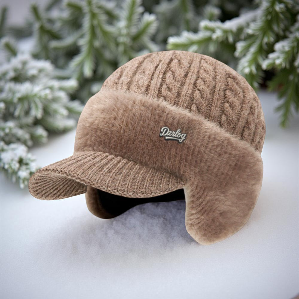 Insulated Knit Trapper Hat — Adjustable Ear Flaps, Front Visor, Non-Slip Fit