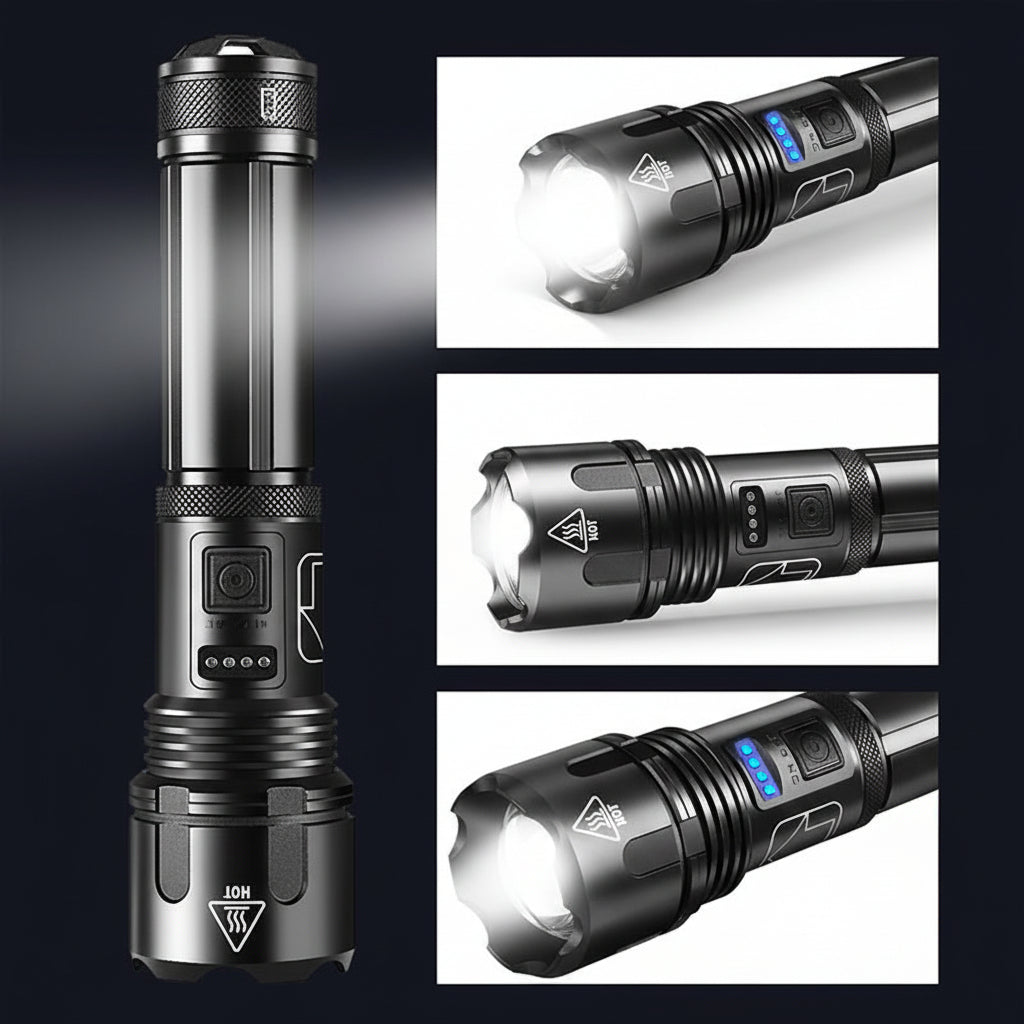 Flashlight Rechargeable LED Tactical Aluminum Zoom Torch | Meowbutter