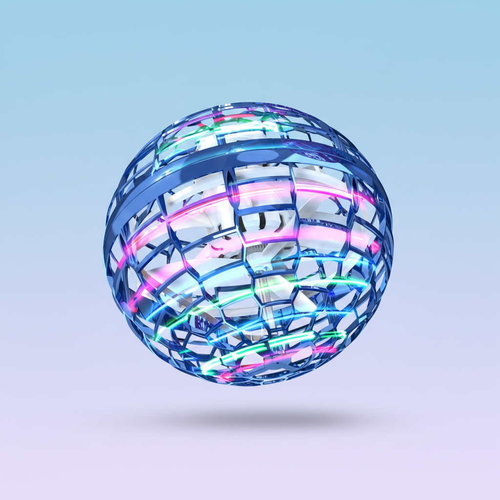 Juguete dron de bola flotante recargable — Rotores completamente protegidos, luces LED multicolor