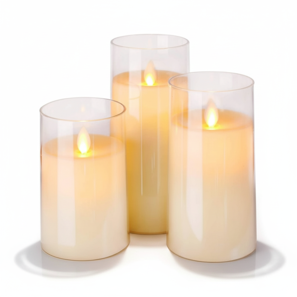 Warm White Flameless LED Candle Set — Remote Control Battery Operated
