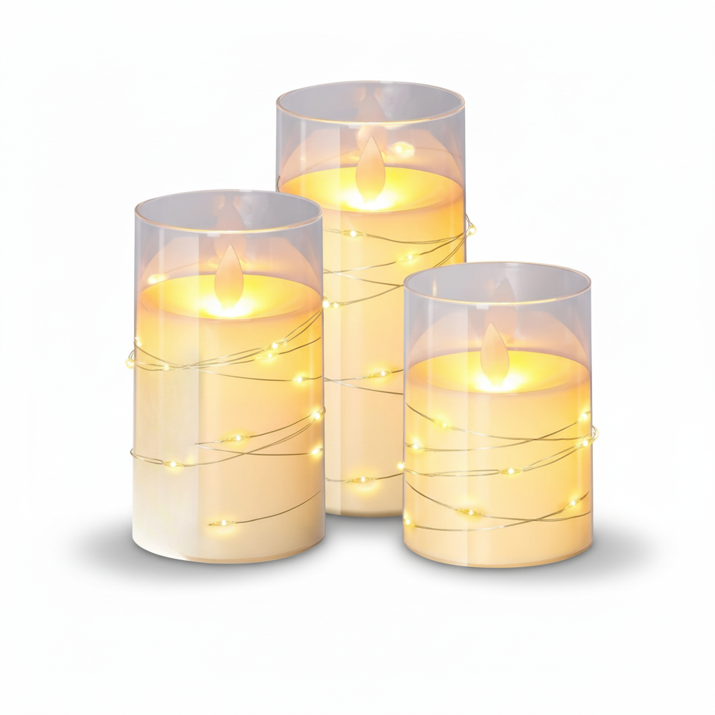 Warm White Flameless LED Candle Set — Remote Control Battery Operated