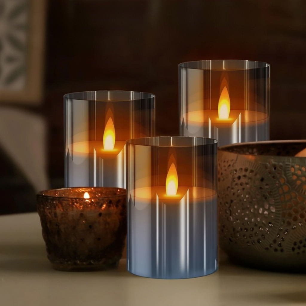 Warm White Flameless LED Candle Set — Remote Control Battery Operated