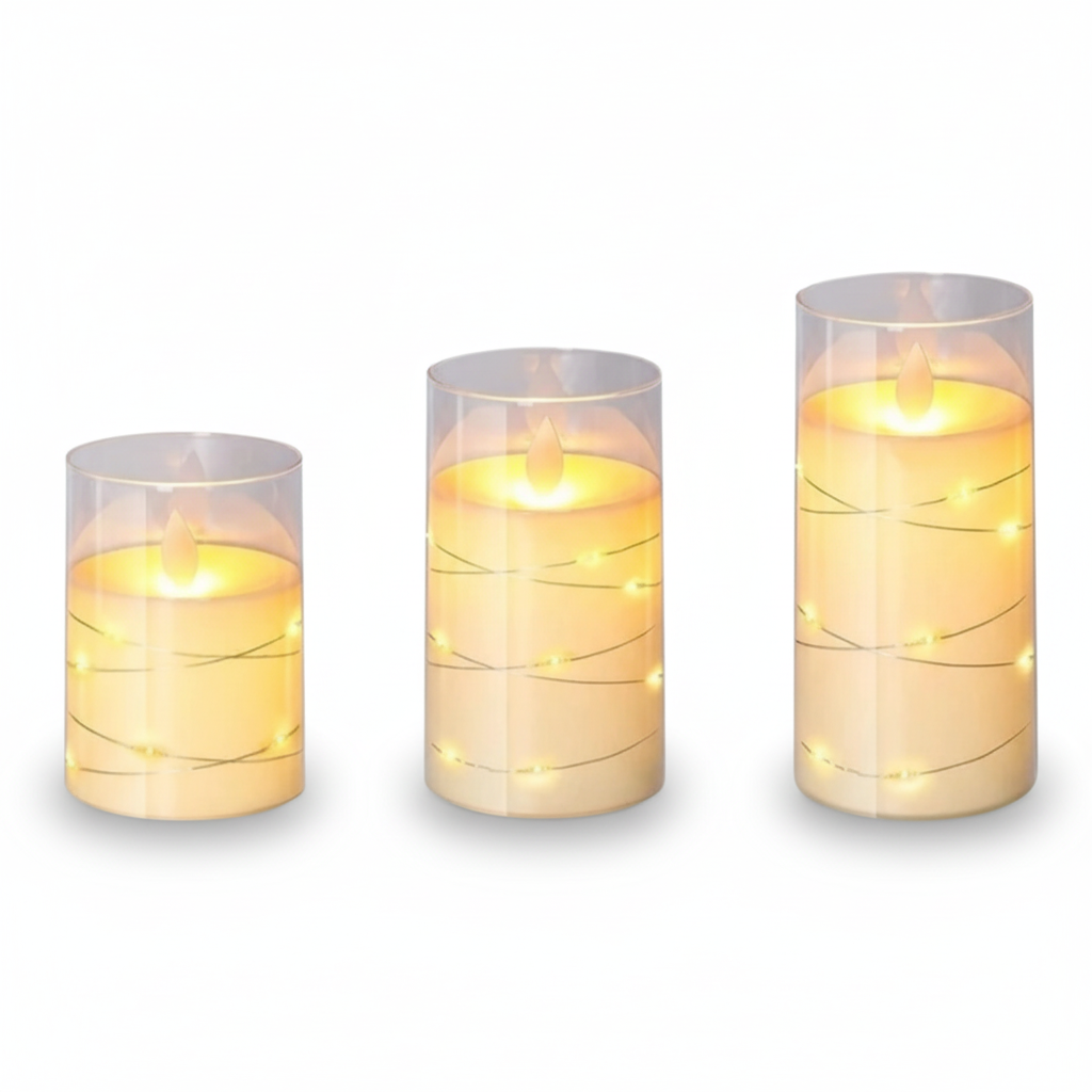 Warm White Flameless LED Candle Set — Remote Control Battery Operated