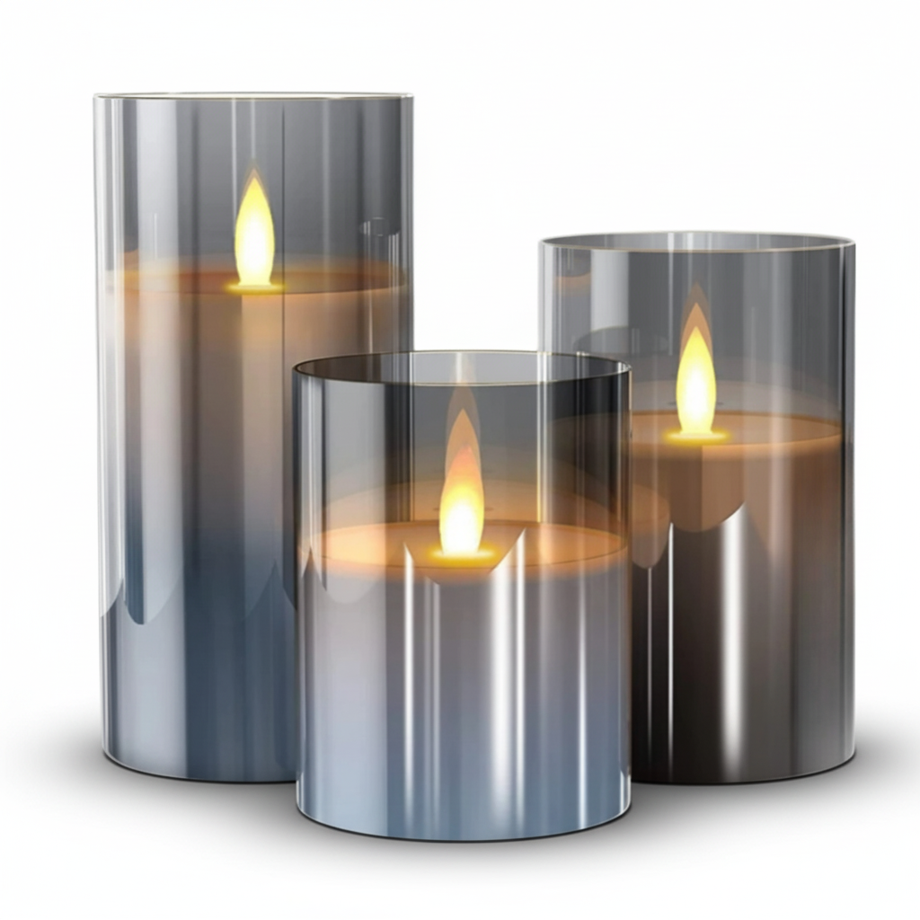 Warm White Flameless LED Candle Set — Remote Control Battery Operated