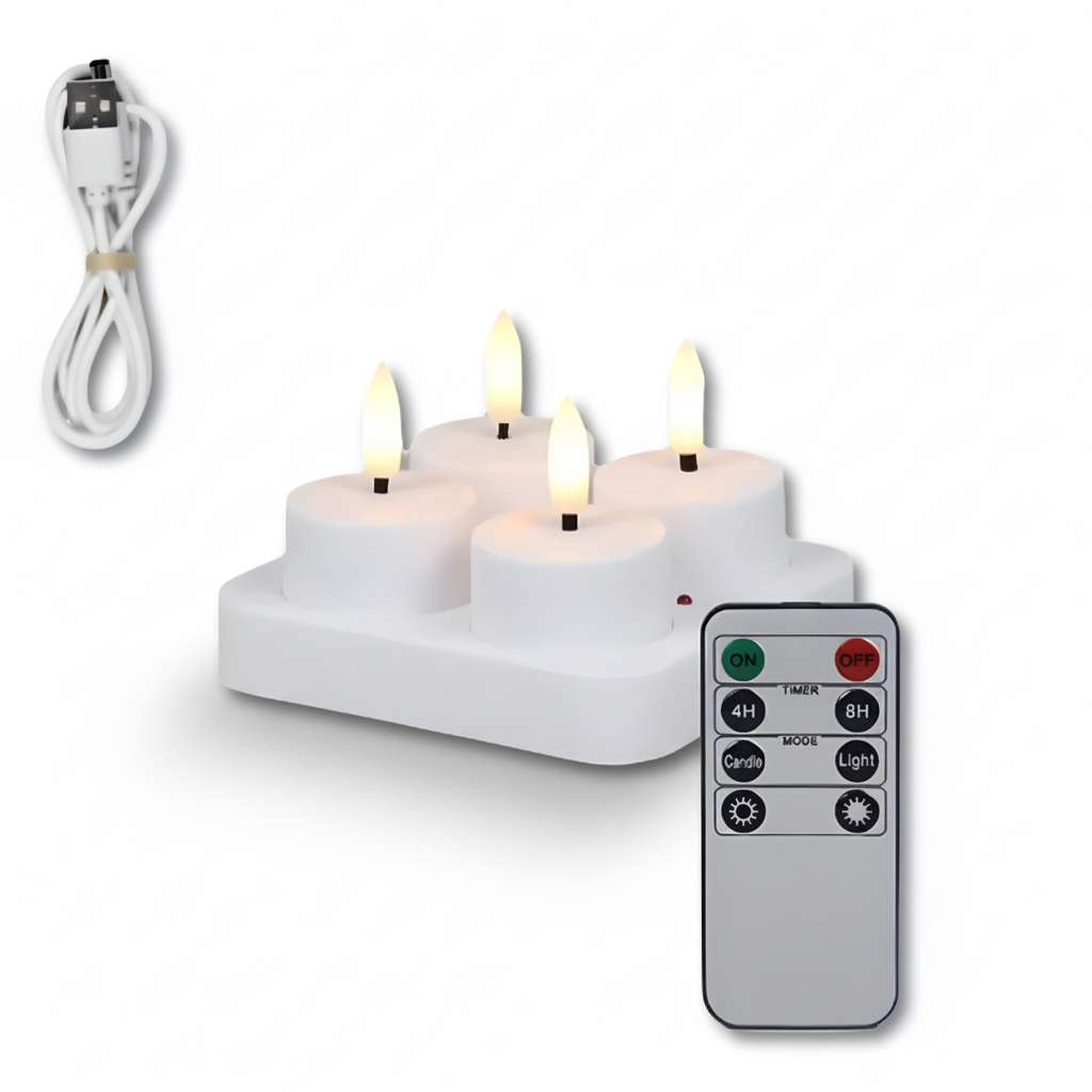 LED Candles Flameless Set Remote Timer USB Rechargeable | Meowbutter