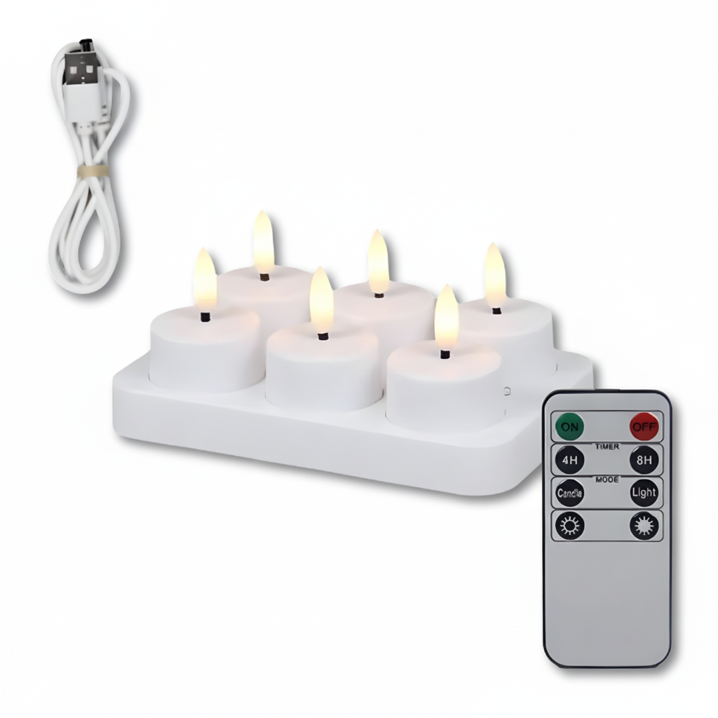 LED Candles Flameless Set Remote Timer USB Rechargeable | Meowbutter