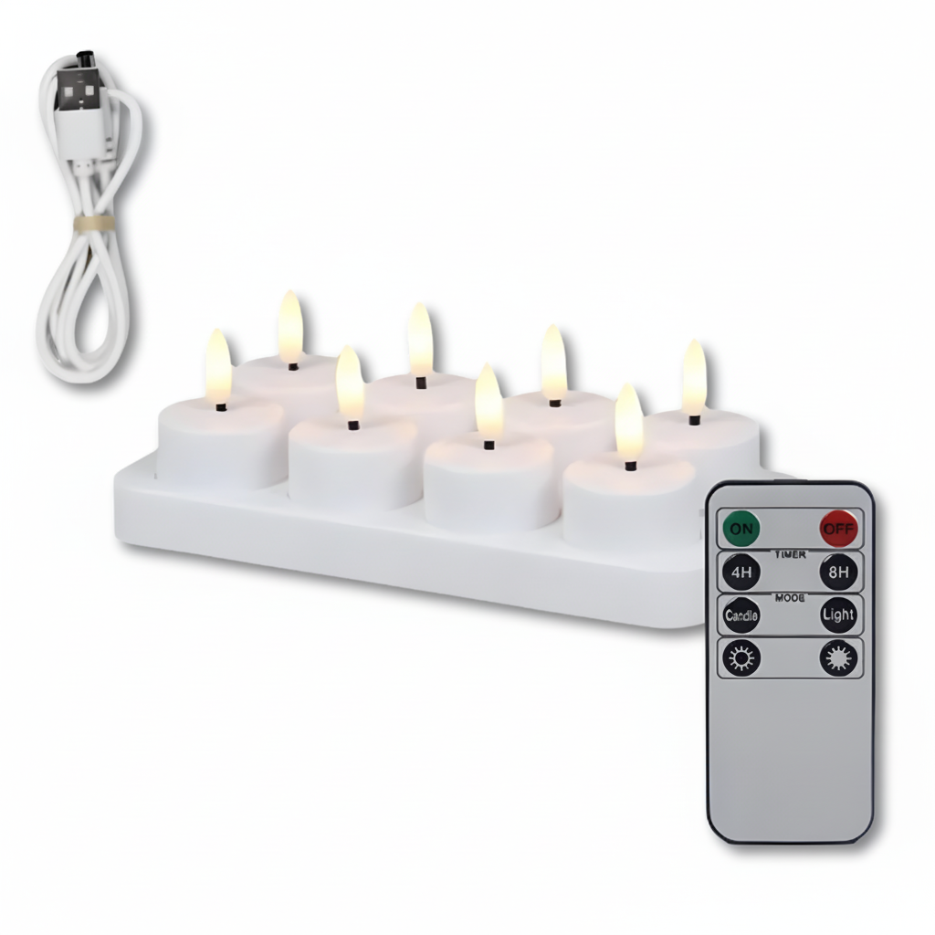 LED Candles Flameless Set Remote Timer USB Rechargeable | Meowbutter