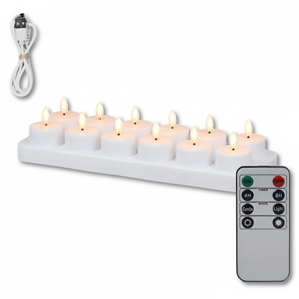 LED Candles Flameless Set Remote Timer USB Rechargeable | Meowbutter
