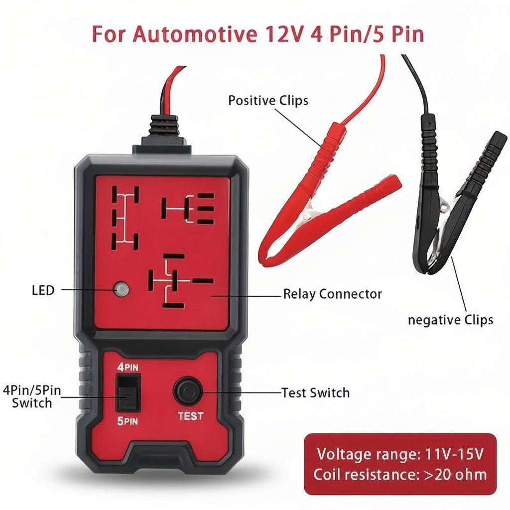 בודק סוללות נייד 12V — מחוון מתח LED