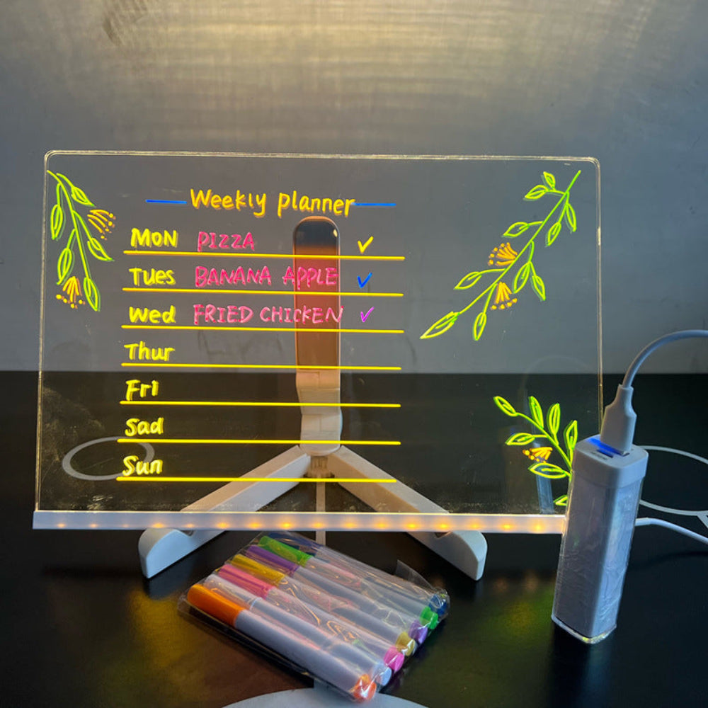 Pizarra de dibujo y escritura con luz LED, superficie creativa para niños | Meowbutter