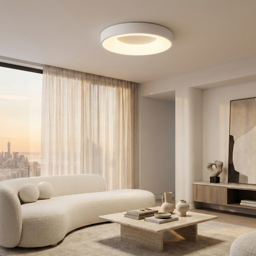 Modré LED stropní světlo s přisazeným montážním držákem, stmívatelný minimalistický design